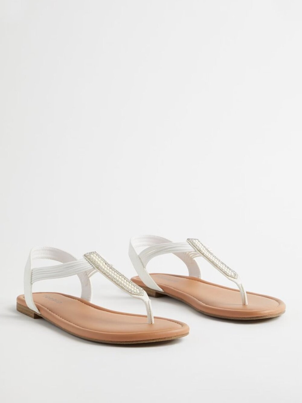 Torrid Pearl Detail T‑Strap Sandal (WW) — White — Size 13